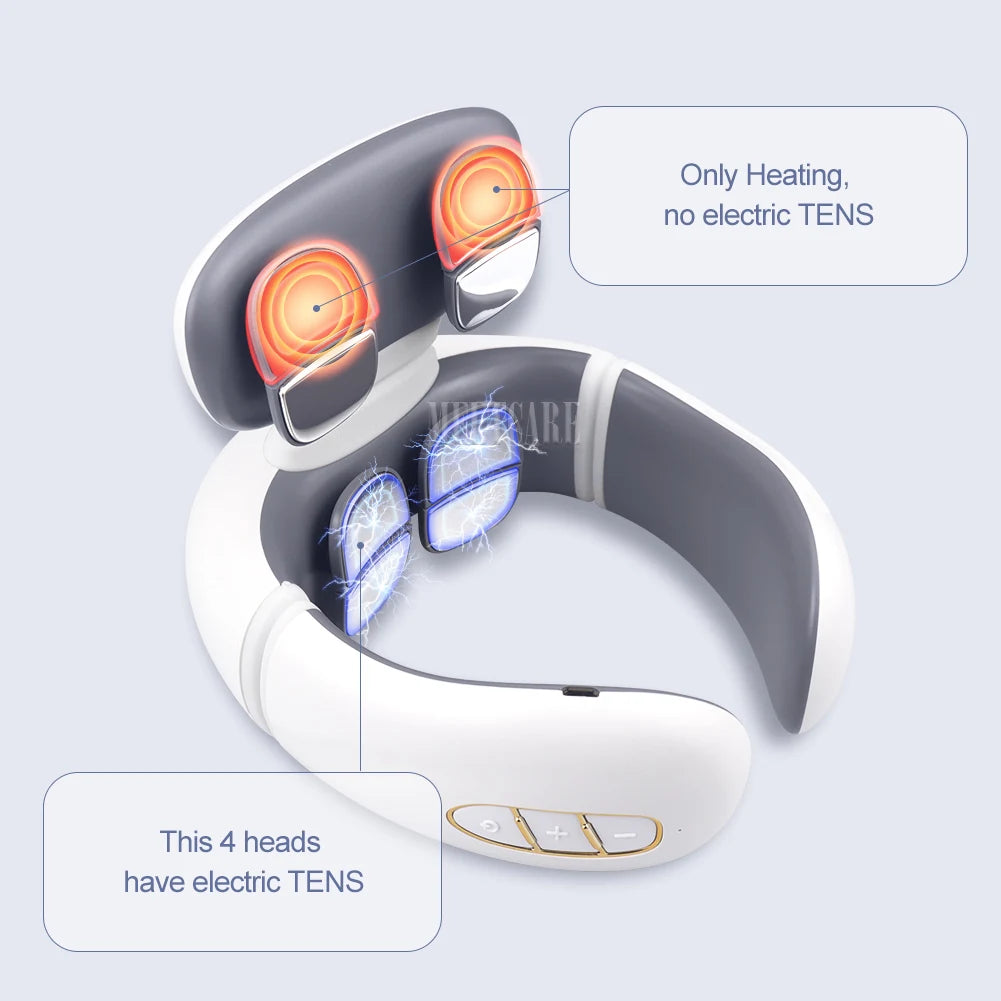 Smart Back Neck Massager with Heating TENS Pulse Cervical Muscle Massage Wireless Shoulder Care Device