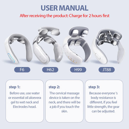 Smart Back Neck Massager with Heating TENS Pulse Cervical Muscle Massage Wireless Shoulder Care Device
