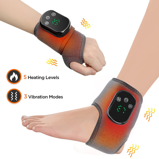 Electric Cordless Heated Ankle Guard Massager for Right Left Foot Vibration Massage Wristband Ankle Joint Brace Relax Muscles